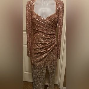 Haute Couture Designers Badgley Mischka “Modele” Sequined Champagne Gown NWT